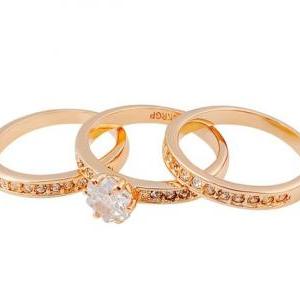 Silver/gold 2colors Ring 3-piece 18k Rgp Size 9