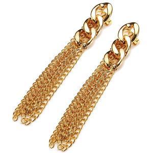 Gold Plated Long Tassel Drop Alloy Earrings
