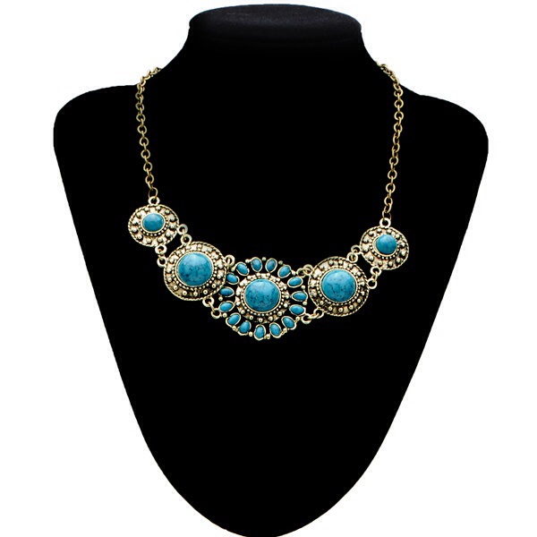 vintage blue bronze necklace